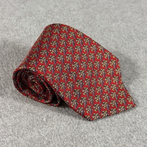 Dior Other - Vintage Christian Dior Monsieur Red Silk Tropical Fish Tie Made Italy 90s 56x3.7